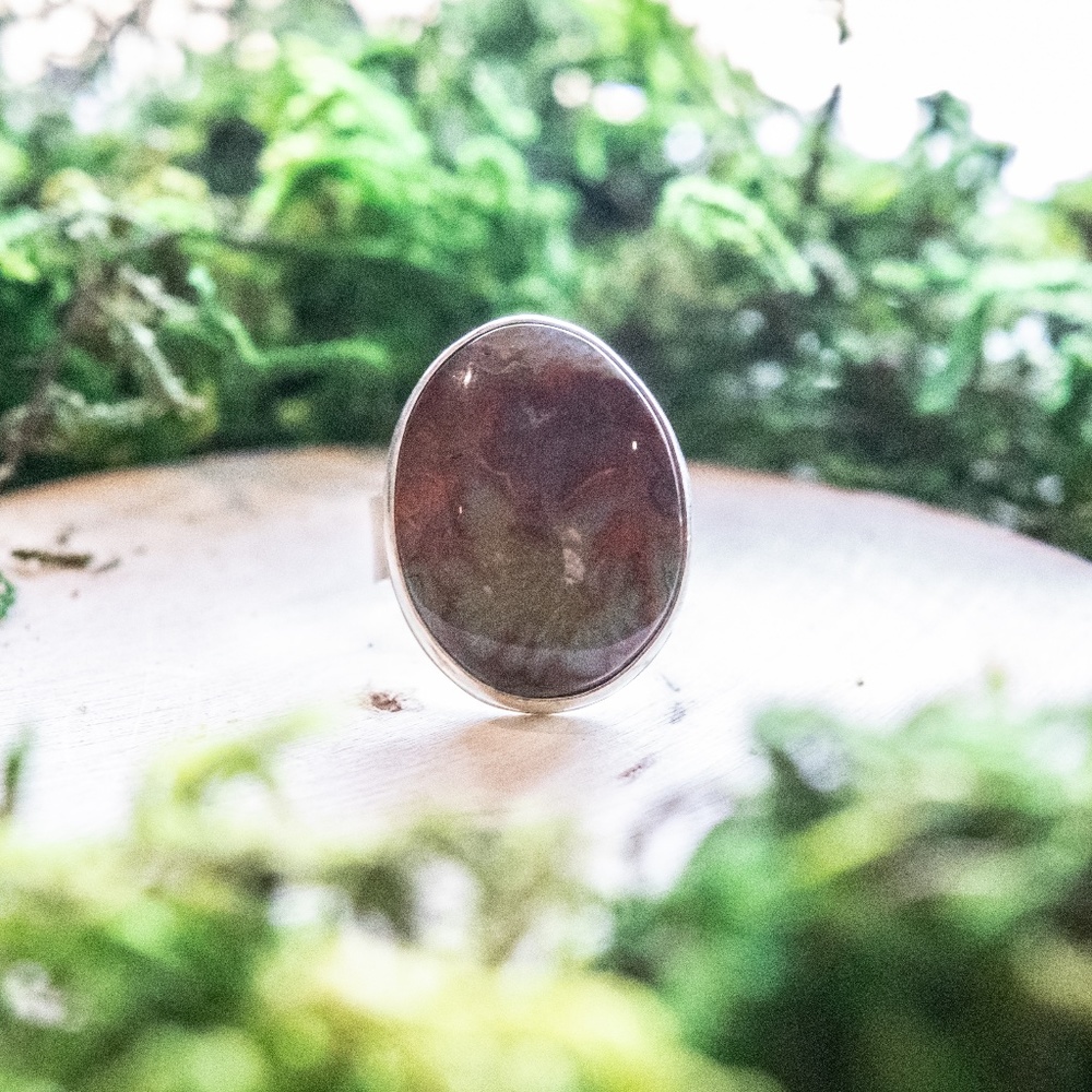 Mexican Crazy Lace Agate Gemstone Silver Ring